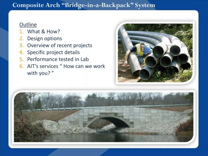 composite arch bridge in a backpack system