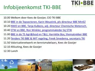 Infobijeenkomst TKI-BBE