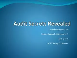 Audit Secrets Revealed