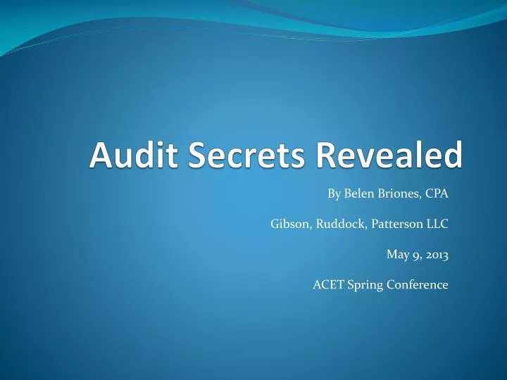 audit secrets revealed