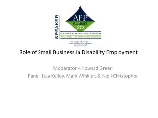 Role of Small Business in Disability Employment