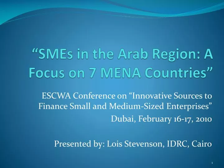 smes in the arab region a focus on 7 mena countries