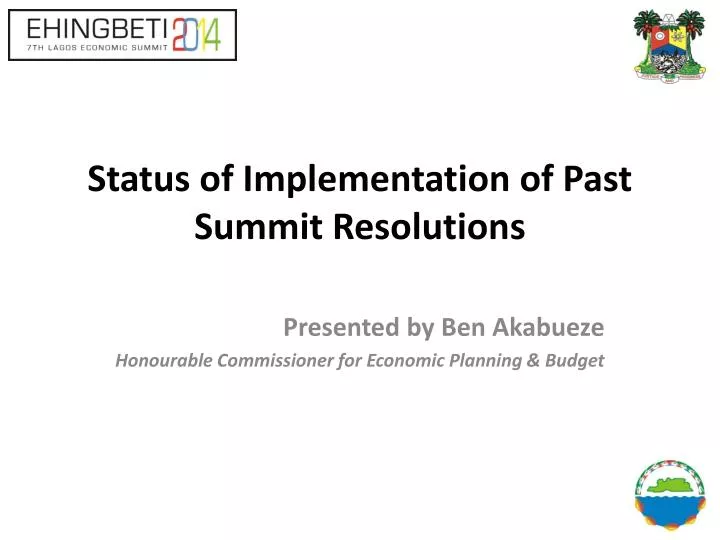status of implementation of past summit resolutions