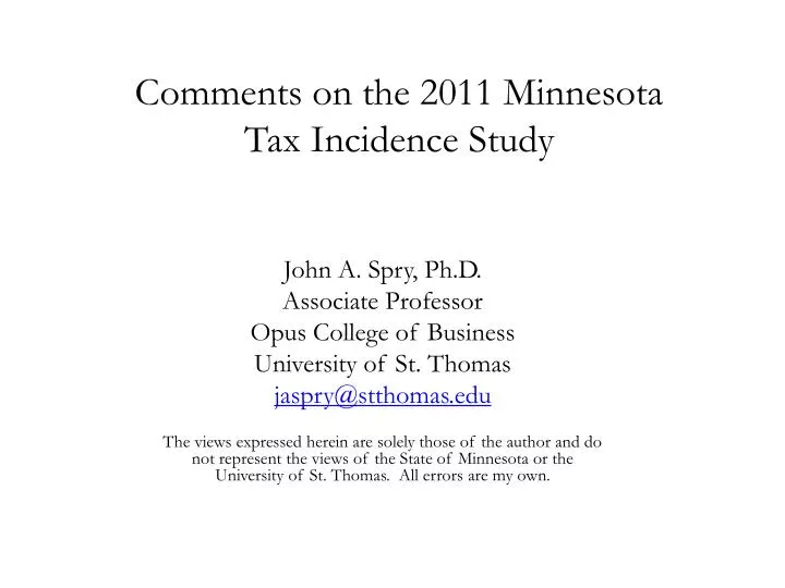 comments on the 2011 minnesota tax incidence study