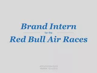 Brand Intern for the Red Bull Air Races