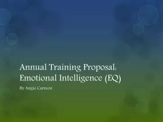 Annual Training Proposal: Emotional Intelligence (EQ)