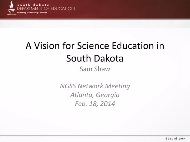 a vision for science education in south dakota sam shaw