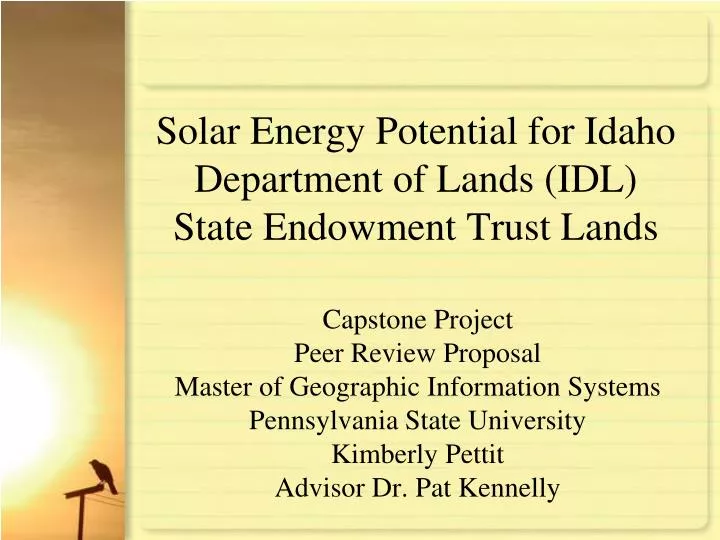 solar energy potential for idaho department of lands idl state endowment trust lands