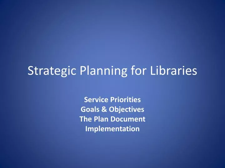 strategic planning for libraries