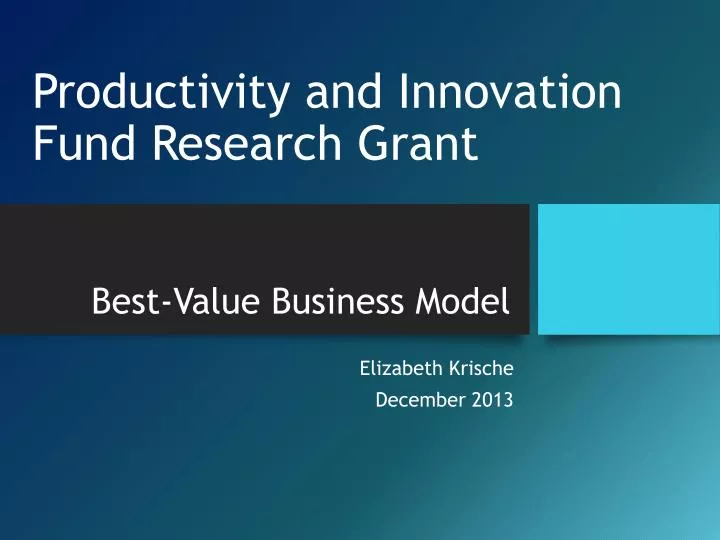 productivity and innovation fund research grant