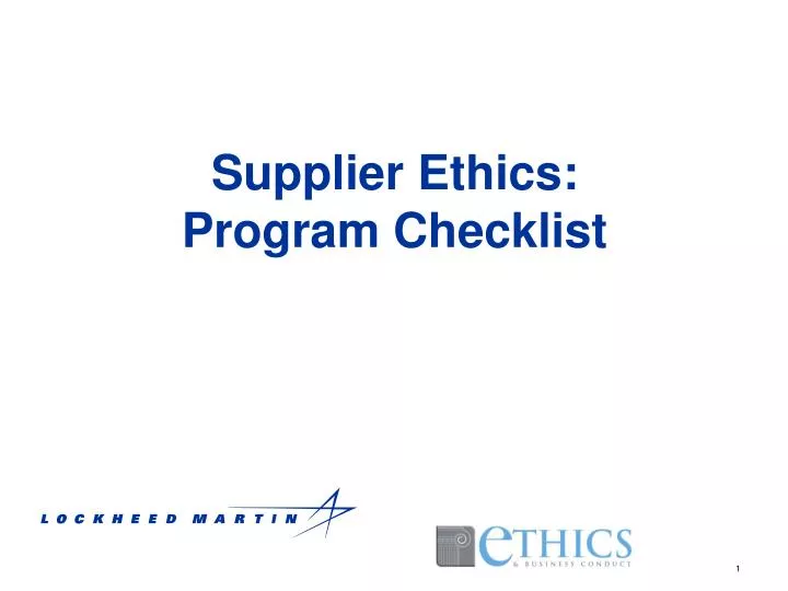 supplier ethics program checklist