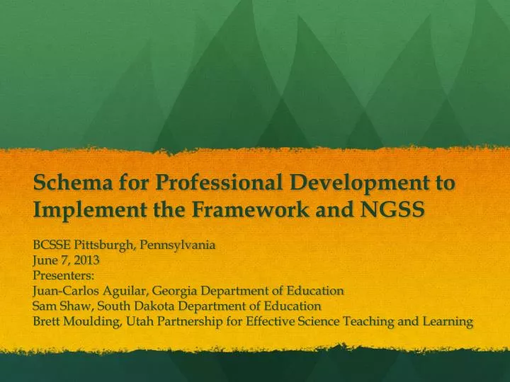 schema for professional development to implement the framework and ngss