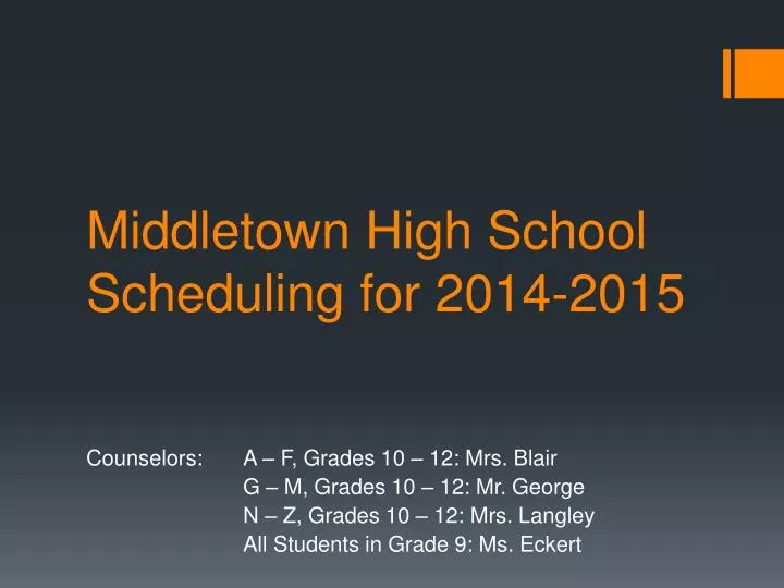 middletown high school scheduling for 2014 2015