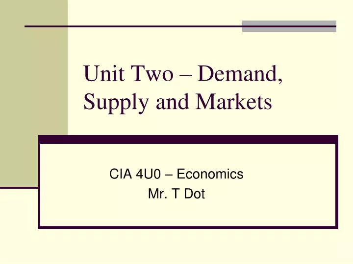unit two demand supply and markets