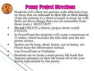 Penny Project Directions