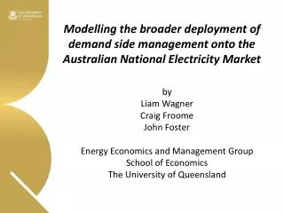 Modelling the broader deployment of demand side management onto the Australian National Electricity Market