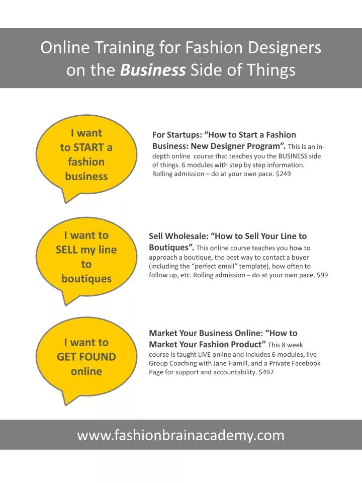 online training for fashion designers on the business s ide of things