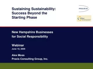 Sustaining Sustainability: Success Beyond the Starting Phase