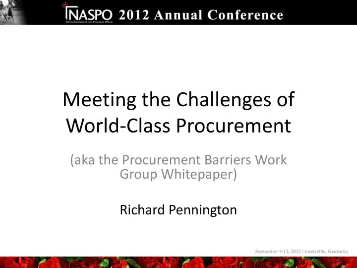 meeting the challenges of world class procurement