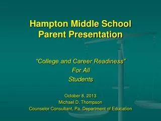 Hampton Middle School Parent Presentation