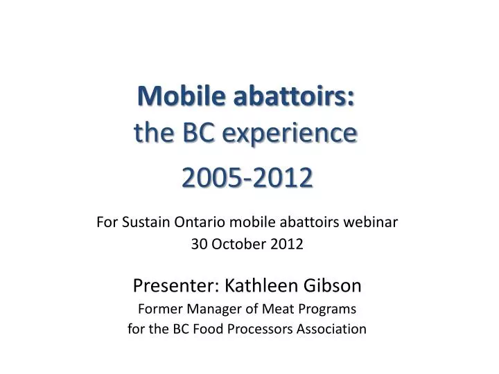 mobile abattoirs the bc experience