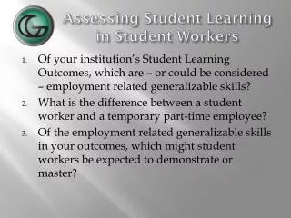Assessing Student Learning in Student Workers