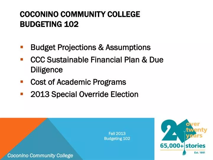 coconino community college budgeting 102