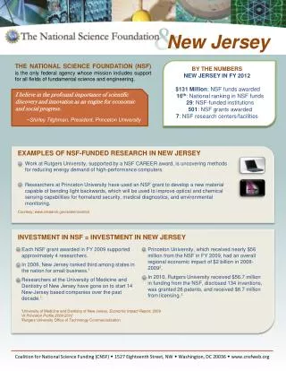 BY THE NUMBERS NEW JERSEY IN FY 2012