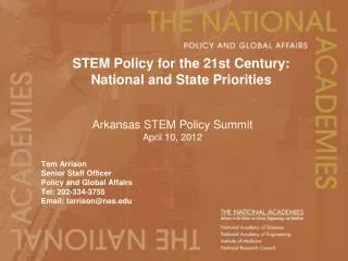 STEM Policy for the 21st Century: National and State Priorities