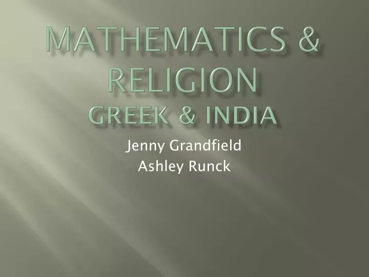 mathematics religion greek india