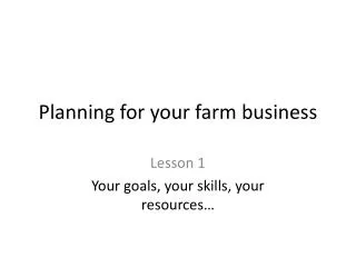 Planning for your farm business