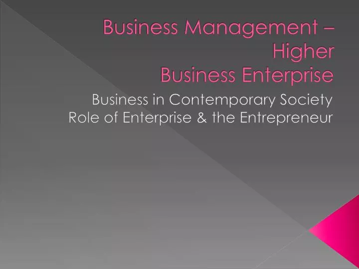 business management higher business enterprise