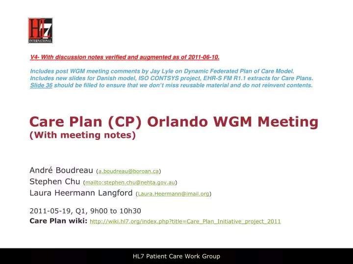 care plan cp orlando wgm meeting with meeting notes