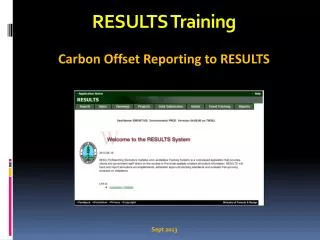 RESULTS Training Carbon Offset Reporting to RESULTS