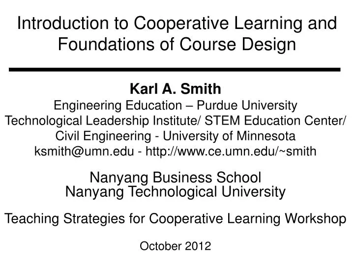 introduction to cooperative learning and foundations of course design