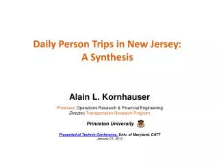 Daily Person Trips in New Jersey: A Synthesis