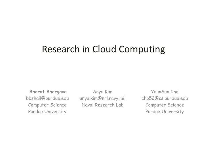 research in cloud computing