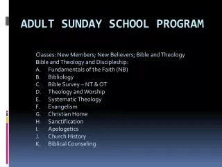 Adult Sunday School Program