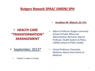 Rutgers Newark SPAA/ UMDNJ SPH