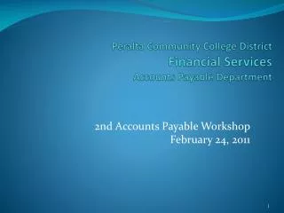 Peralta Community College District Financial Services Accounts Payable Department