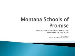 Montana Schools of Promise
