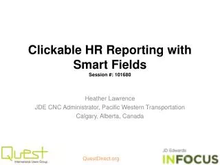 Clickable HR Reporting with Smart Fields Session #: 101680