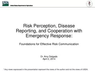 Risk Perception, Disease Reporting, and Cooperation with Emergency Response : Foundations for Effective Risk Communicat