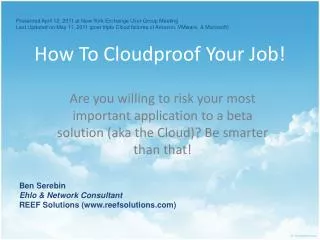 How To Cloudproof Your Job!
