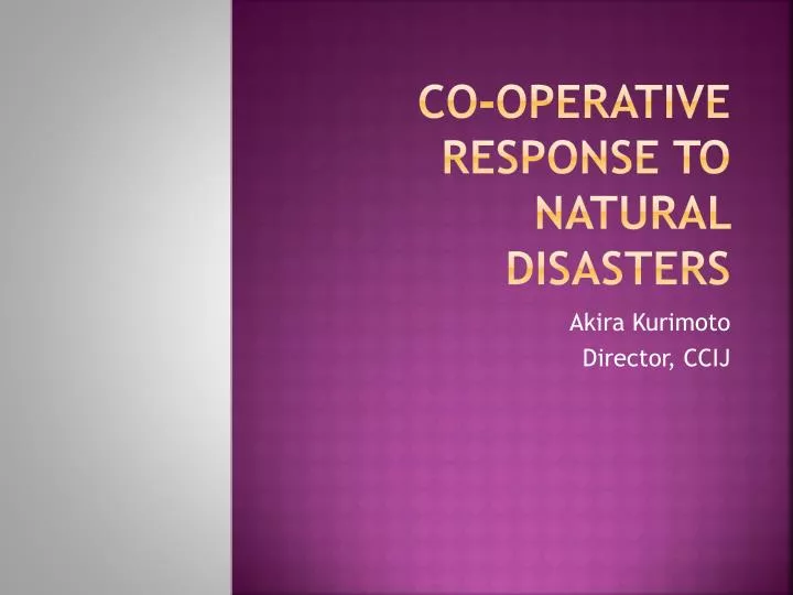 co operative response to natural disasters