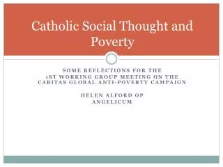 Catholic Social Thought and Poverty