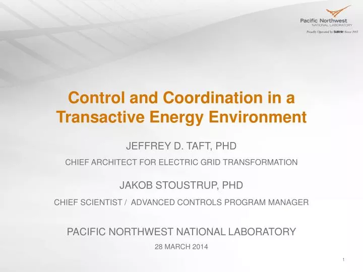 control and coordination in a transactive energy environment