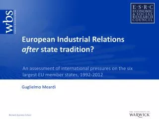 European Industrial Relations after state tradition?