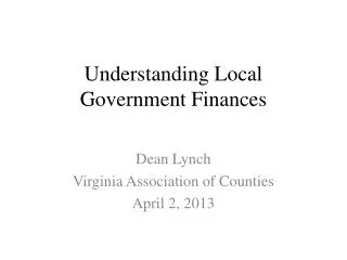 Understanding Local Government Finances