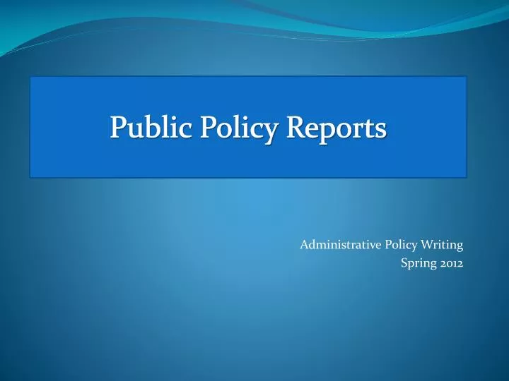 public policy reports